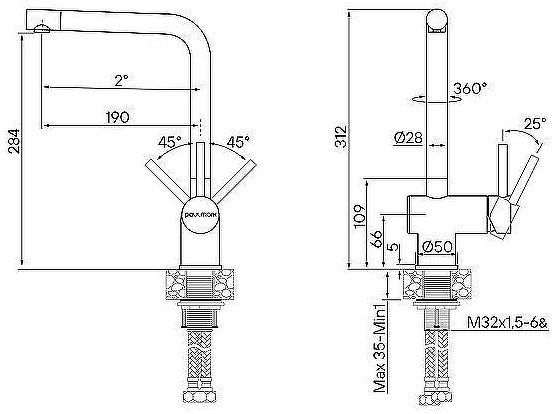 Смеситель для кухни Paulmark Spring Sp212067-GM Вороненая сталь