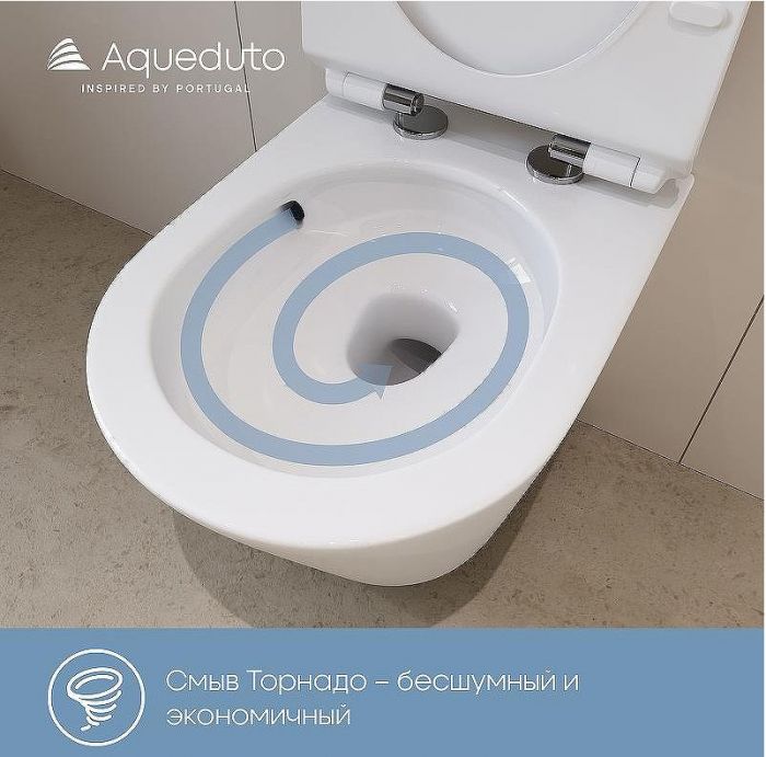 Унитаз Aqueduto Ovo Торнадо OVOT0110 подвесной Белый глянцевый с сиденьем Микролифт