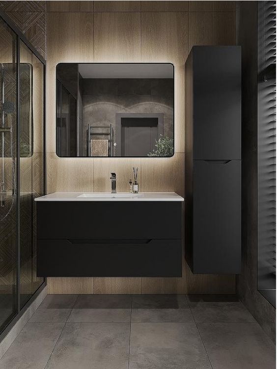 Шкаф пенал Orange Line 35 Li-35Pub подвесной Черный матовый Шкаф пенал Orange Line 35 Li-35Pub подвесной Черный матовый