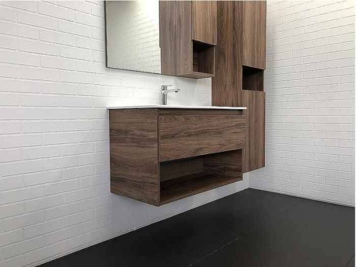 Шкаф пенал Comforty Бордо 40 00-00007266 подвесной Дуб темно-коричневый