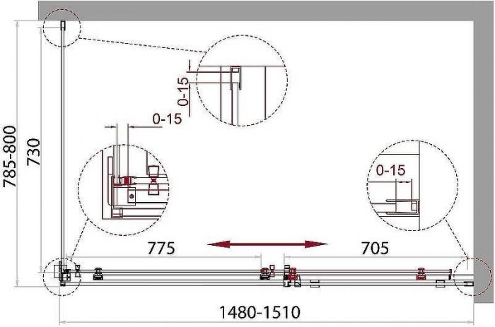 Душевой уголок BelBagno Acqua 150х80 ACQUA-AH-1-150/80-C-Cr профиль Хром стекло прозрачное