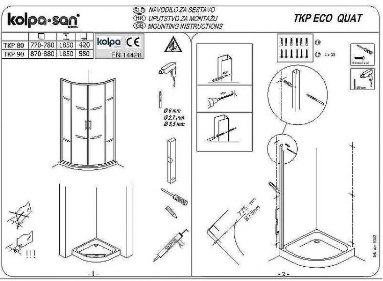Душевой уголок Kolpa San Eco Quat TKP 90x90 538580 профиль Хром стекло прозрачное Душевой уголок Kolpa San Eco Quat TKP 90x90 538580 профиль Хром стекло прозрачное