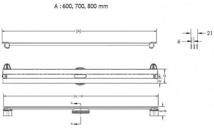 Душевой лоток Berges Super Slim 800 095154 с Черной матовой решеткой