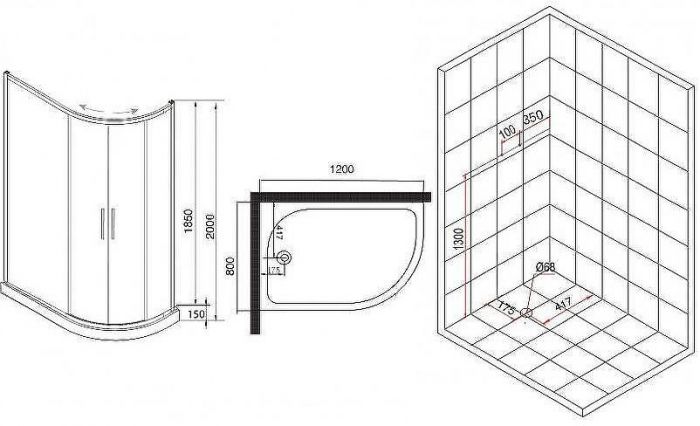 Душевой уголок Esbano ESR-8027A 120x80 L ESUGR8027AL профиль Хром стекло рифленое