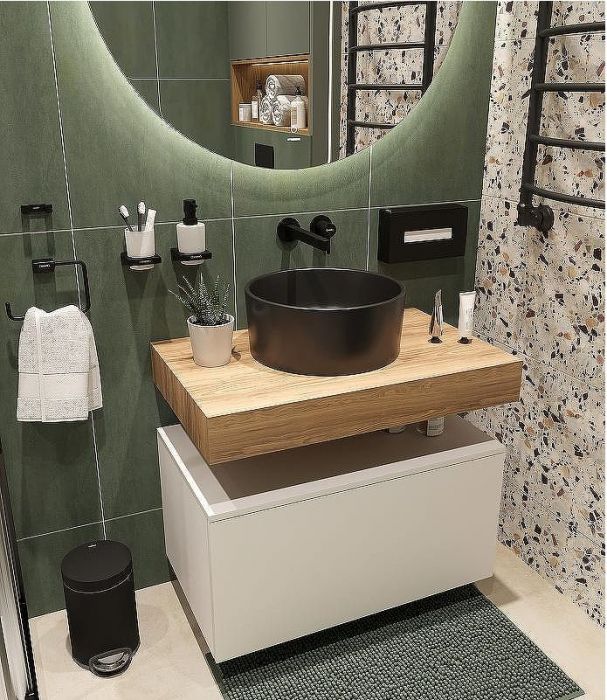 Комплект мебели для ванной STWORKI Ольборг 80 483333 подвесная Белая матовая Дуб французский