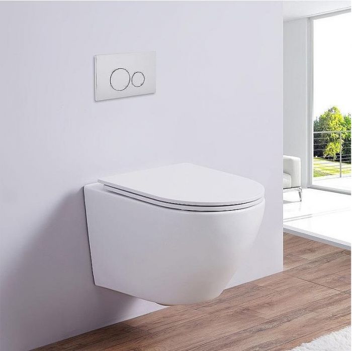 Комплект унитаза CeramaLux 2197 с инсталляцией WellWant Standart 50 WWISI1110B с сиденьем Микролифт и клавишей смыва Хром глянцевый