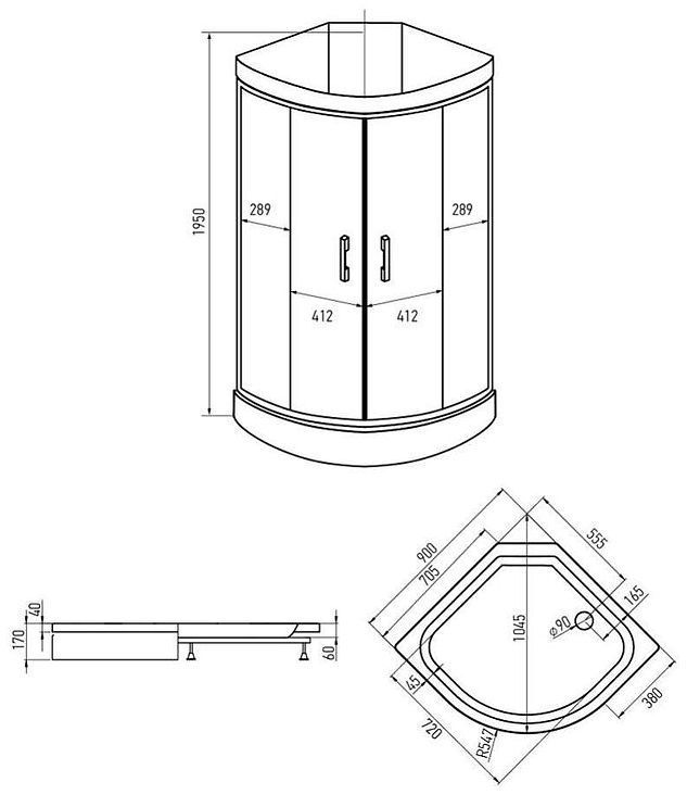 Душевая кабина Erlit 90х90 ER3509PE-C3-RU без гидромассажа