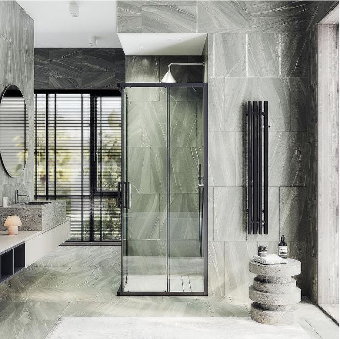 Душевой уголок Maybah Glass MGY-1323-6 900x900x1950 раздвижной профиль Черный стекло прозрачное