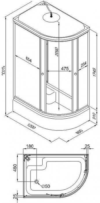 Душевая кабина Triton Коралл 120x80 В L Щ0000038532 без гидромассажа