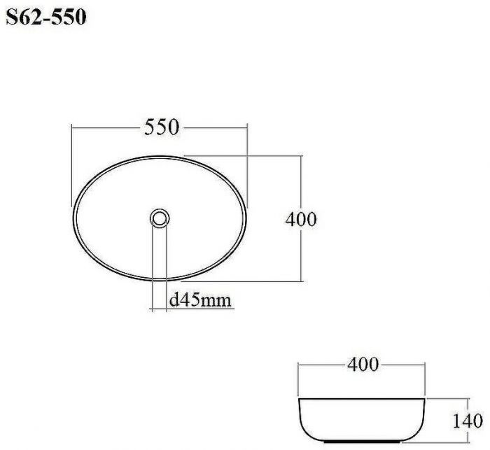 Раковина-чаша Bond Oval 55 S62-550 Белый глянец