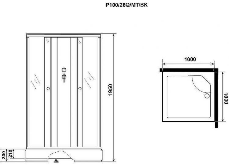 Душевая кабина Niagara Promo 100x100 P100/26Q/MT/BK без гидромассажа