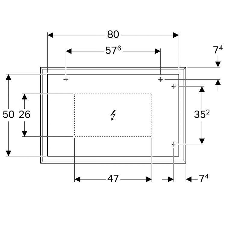 Зеркало Geberit Citterio с подсветкой 88.4x58.4x14, темный дуб [500.572.JJ.1]