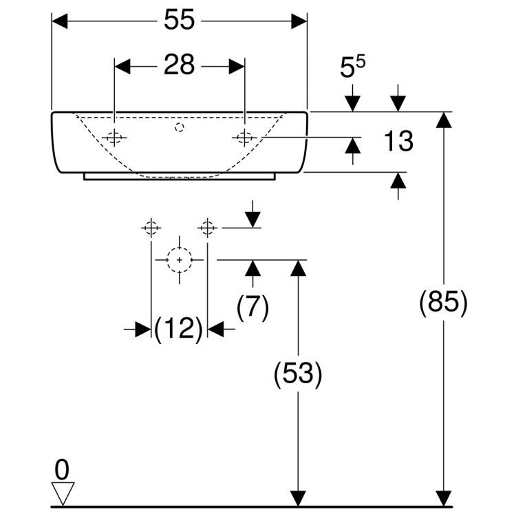 Раковина Geberit Renova Nr.1 Plan, 225155000 Раковина Geberit Renova Nr.1 Plan, 225155000