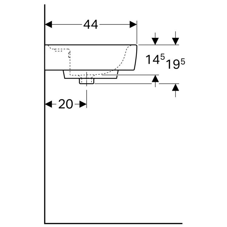 Раковина Geberit Renova Nr.1 Plan, 225155000 Раковина Geberit Renova Nr.1 Plan, 225155000