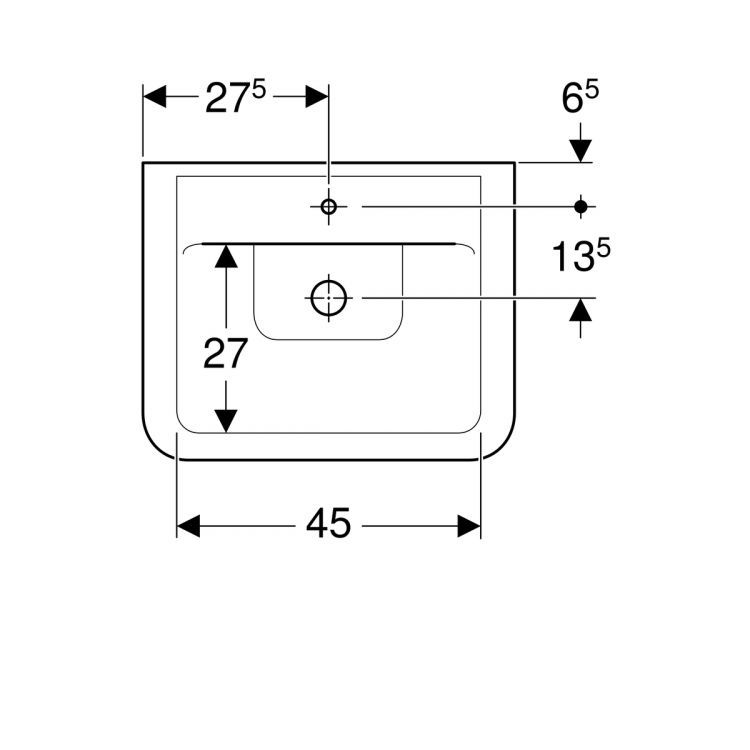 Раковина Geberit Renova Nr.1 Plan, 225155000 Раковина Geberit Renova Nr.1 Plan, 225155000