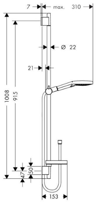 Hansgrohe Raindance Select E Душевой набор: штанга 90см., ручной душ 120, 3jet (Rain, RainAir, WhirlAir), мыльница, шланг, цвет: белый/хром