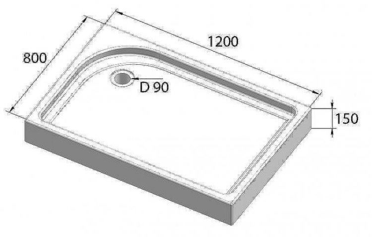 Акриловый поддон для душа BelBagno Tray 120x80 L TRAY-BB-AH-120/80-15-W-L Белый