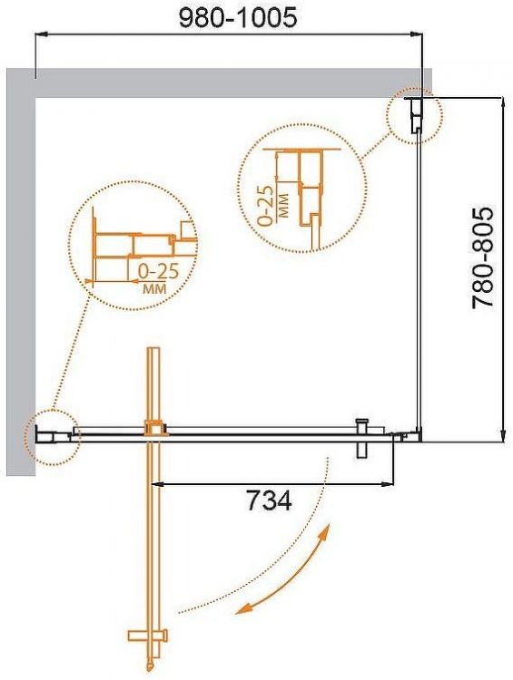 Душевой уголок Cezares Molveno 100x80 MOLVENO-AH-1-100/80-C-Cr-IV профиль Хром стекло прозрачное