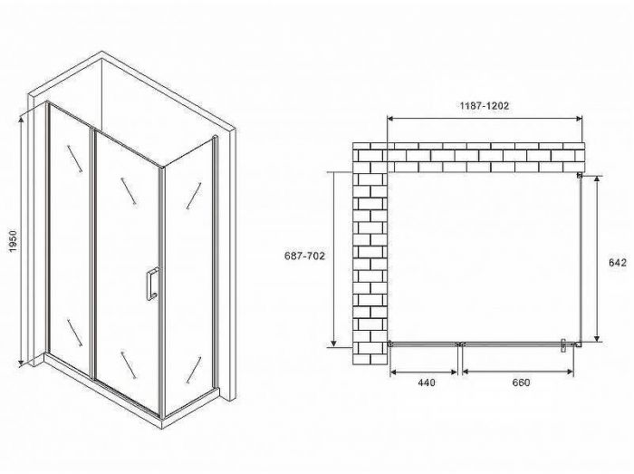 Душевой уголок Abber Sonnenstrand 120х70 AG04120MS-S70M профиль Хром стекло матовое