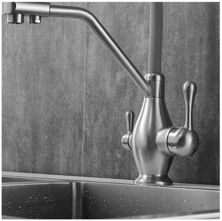 Смеситель для кухни Rose R858L цвет Сатин Серый Смеситель для кухни Rose R858L цвет Сатин Серый