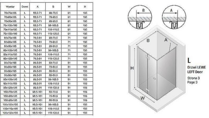Душевой уголок New Trendy New Soleo Black 70х80 L D-0233A/D-0114B профиль Черный стекло прозрачное