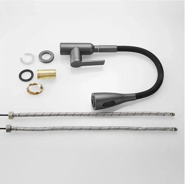 Смеситель для кухни Shevanik S843T-3 цвет Оружейная сталь Черный