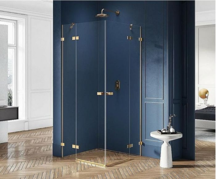 Душевой уголок New Trendy Avexa Gold 110х120 EXK-1888 профиль Брашированное золото стекло прозрачное