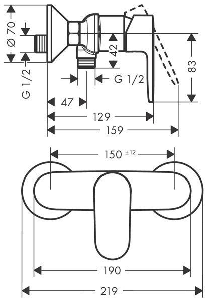 Hansgrohe Vernis Blend Смеситель для душа, однорычажный, цвет: хром