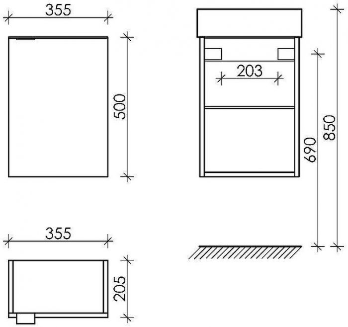 Тумба под раковину Sancos Mini 37 R MN35EGR подвесная Дуб Галифакс натуральный