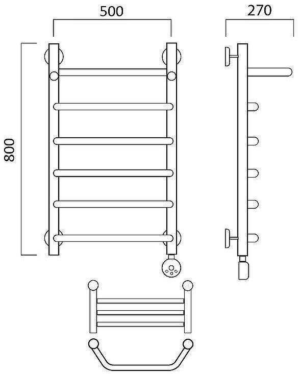 Электрический полотенцесушитель Aquanerzh Трапеция 07-03A8050_R с полкой Хром