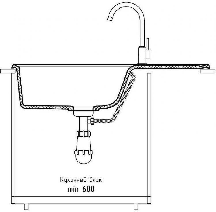 Кухонная мойка GranFest Quarz GF-ZW73 Черная