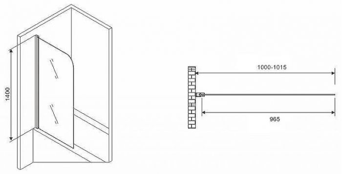 Шторка на ванну Abber Ewiges Wasser 100х140 AG52100 профиль Хром стекло прозрачное