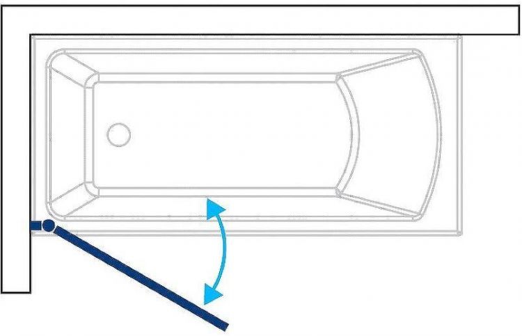 Шторка на ванну Koller Pool Waterfall Line 75 L QP93 профиль Хром стекло прозрачное