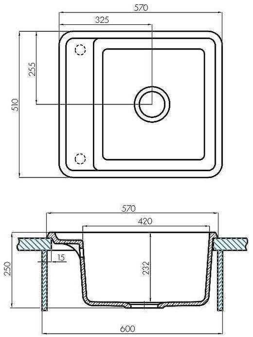 Кухонная мойка Aquaton Беллис 57 1A724932BS270 Терракот Кухонная мойка Aquaton Беллис 57 1A724932BS270 Терракот
