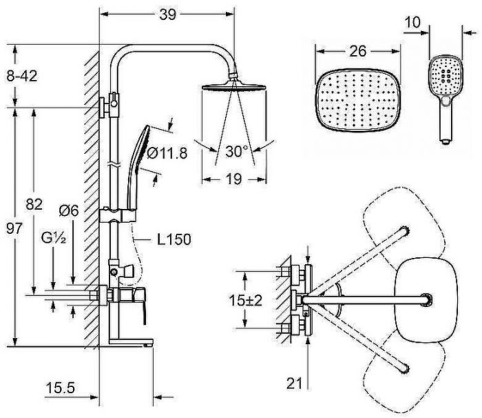 Душевая система Laguraty 17063 Хром