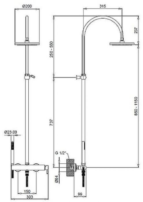 Душевая система Margaroli Moderna RU2006AA01CR Хром