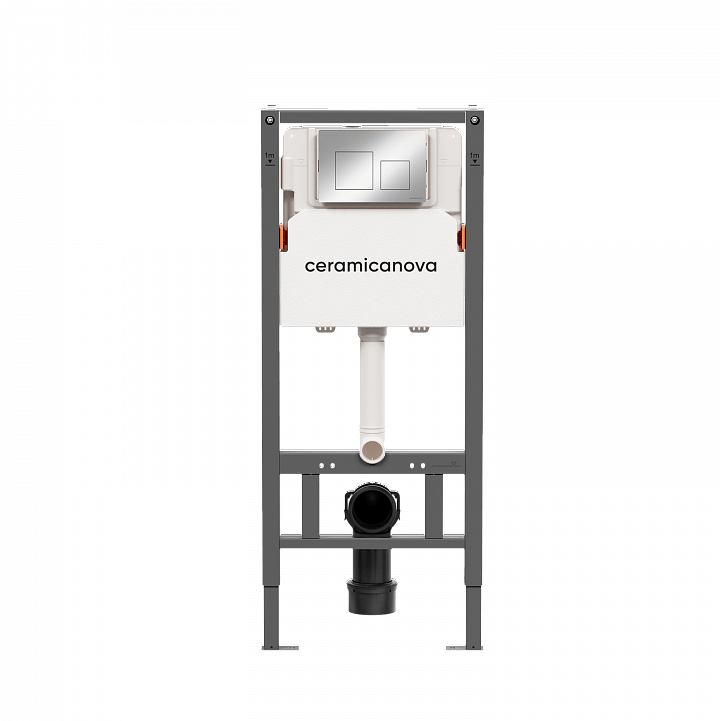 Система инсталляции для унитазов CERAMICANOVA Balance с кнопкой смыва Square, цвет хром глянцевый, с креплениями, CN121002CH