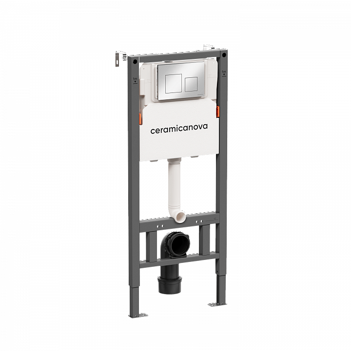 Система инсталляции для унитазов CERAMICANOVA Balance с кнопкой смыва Square, цвет хром глянцевый, с креплениями, CN121002CH