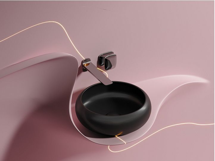 Умывальник CERAMICANOVA Element чаша накладная круглая 360 мм (цвет Чёрный Матовый) CN6050MB