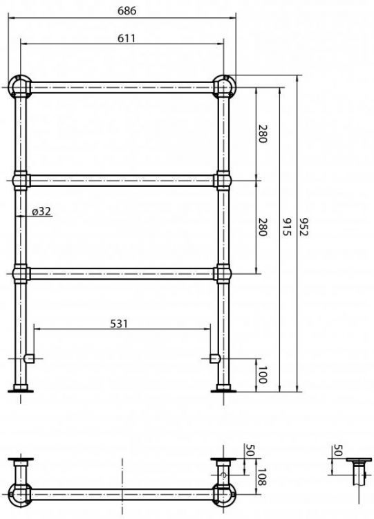 Полотенцесушитель напольный, проточный PARMA Cezares Полотенцесушитель напольный, проточный PARMA Cezares