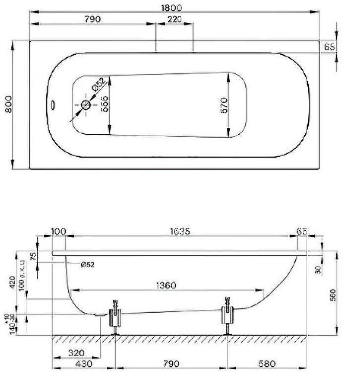 Стальная ванна Bette Form 180x80 2950-000 AD, AS с шумоизоляцией и антискользящим покрытием