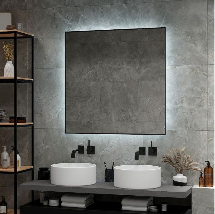 Зеркало DIWO Элиста 100 ЗЛП1739 с подсветкой цвет Черный с бесконтактным выключателем