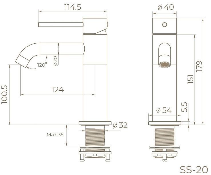 Смеситель для раковины Knotlor Eclipse SS-20/GM цвет Вороненая сталь