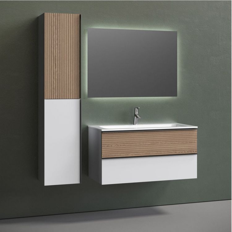 Тумба подвесная SANCOS Delta, Дуб светлый/белый 995х445х500, под раковину, DL100W