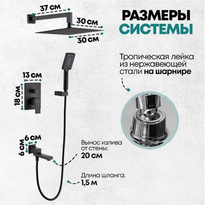 Душевая система Grocenberg GB5008BL Черная матовая