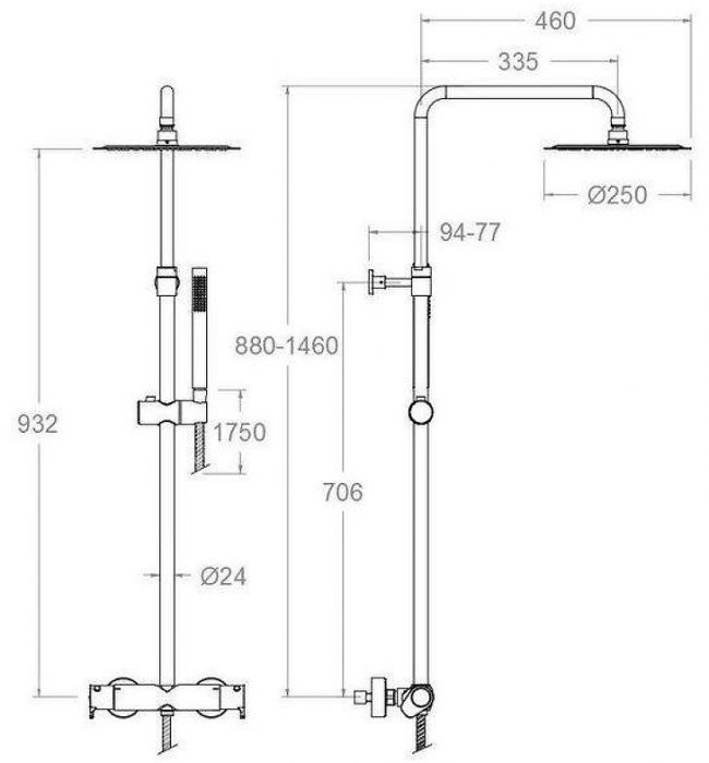 Душевая система Ramonsoler Alexia 365402RM250OC с термостатом Золото брашированное