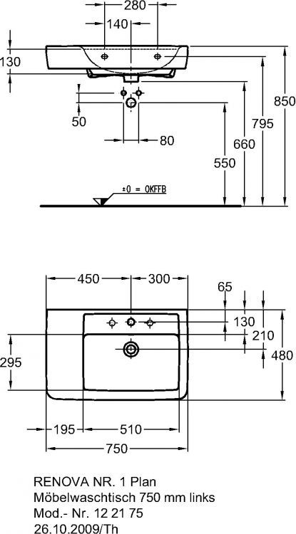 Раковина Keramag Renova Nr.1 Plan, 122175000