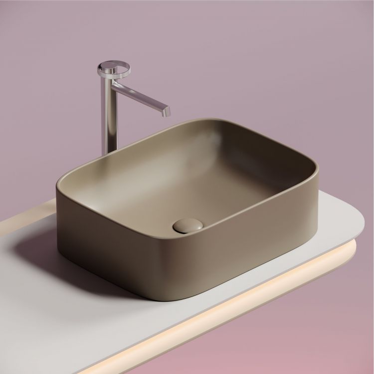 Умывальник чаша SANCOS Element накладная прямоугольная (цвет Капучино Матовый) 505x380x150мм, CN6052MC