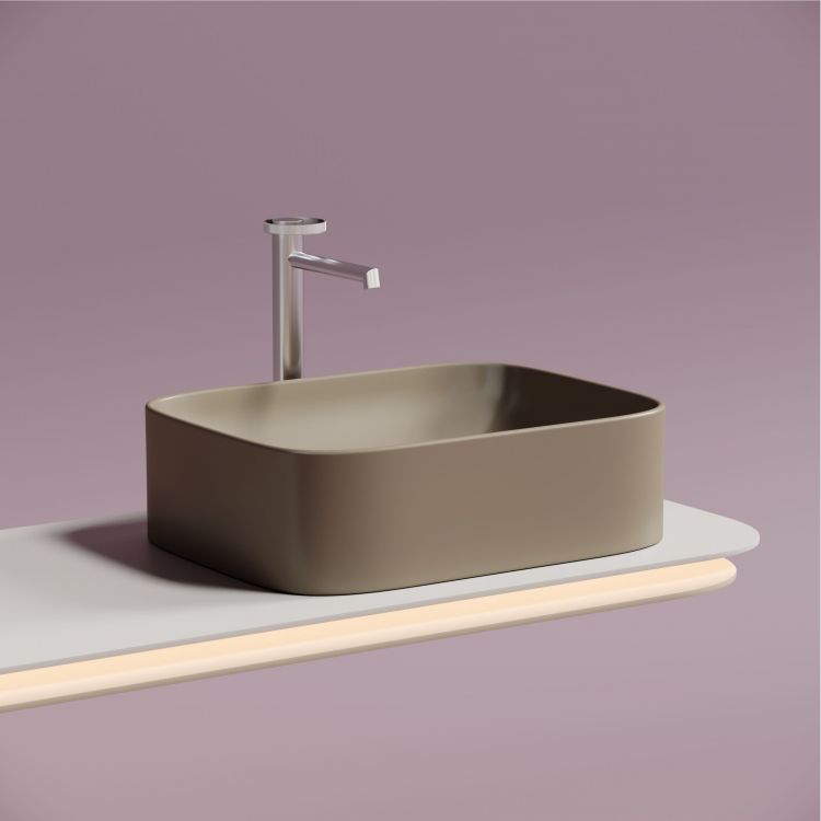 Умывальник чаша SANCOS Element накладная прямоугольная (цвет Капучино Матовый) 505x380x150мм, CN6052MC