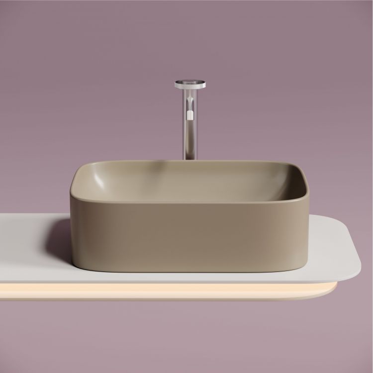 Умывальник чаша SANCOS Element накладная прямоугольная (цвет Капучино Матовый) 505x380x150мм, CN6052MC